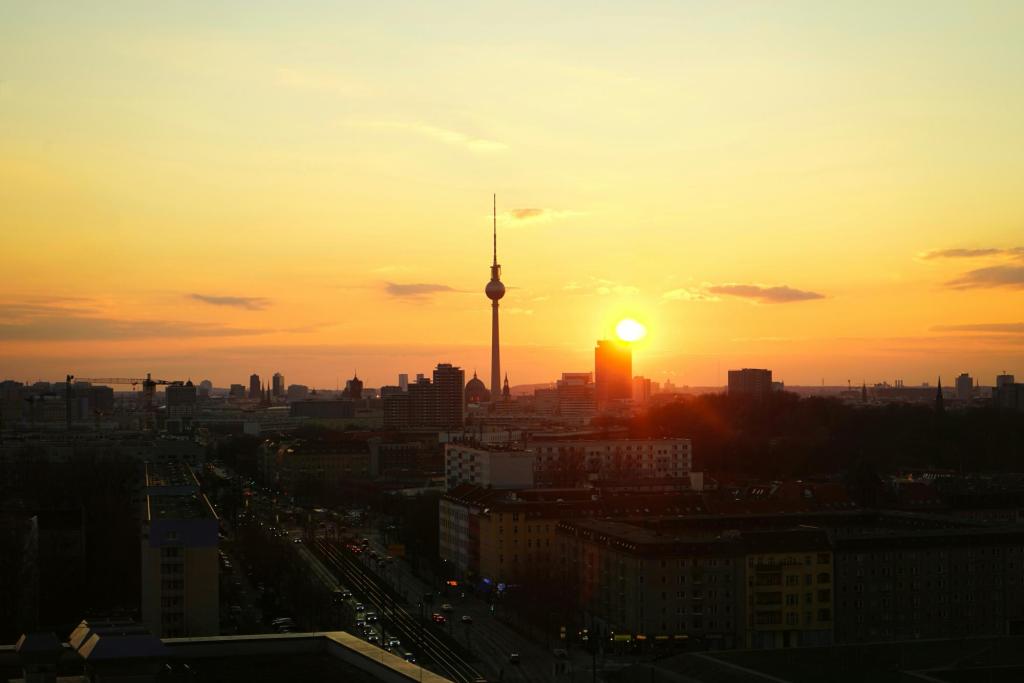 Berlin skyline at dawn